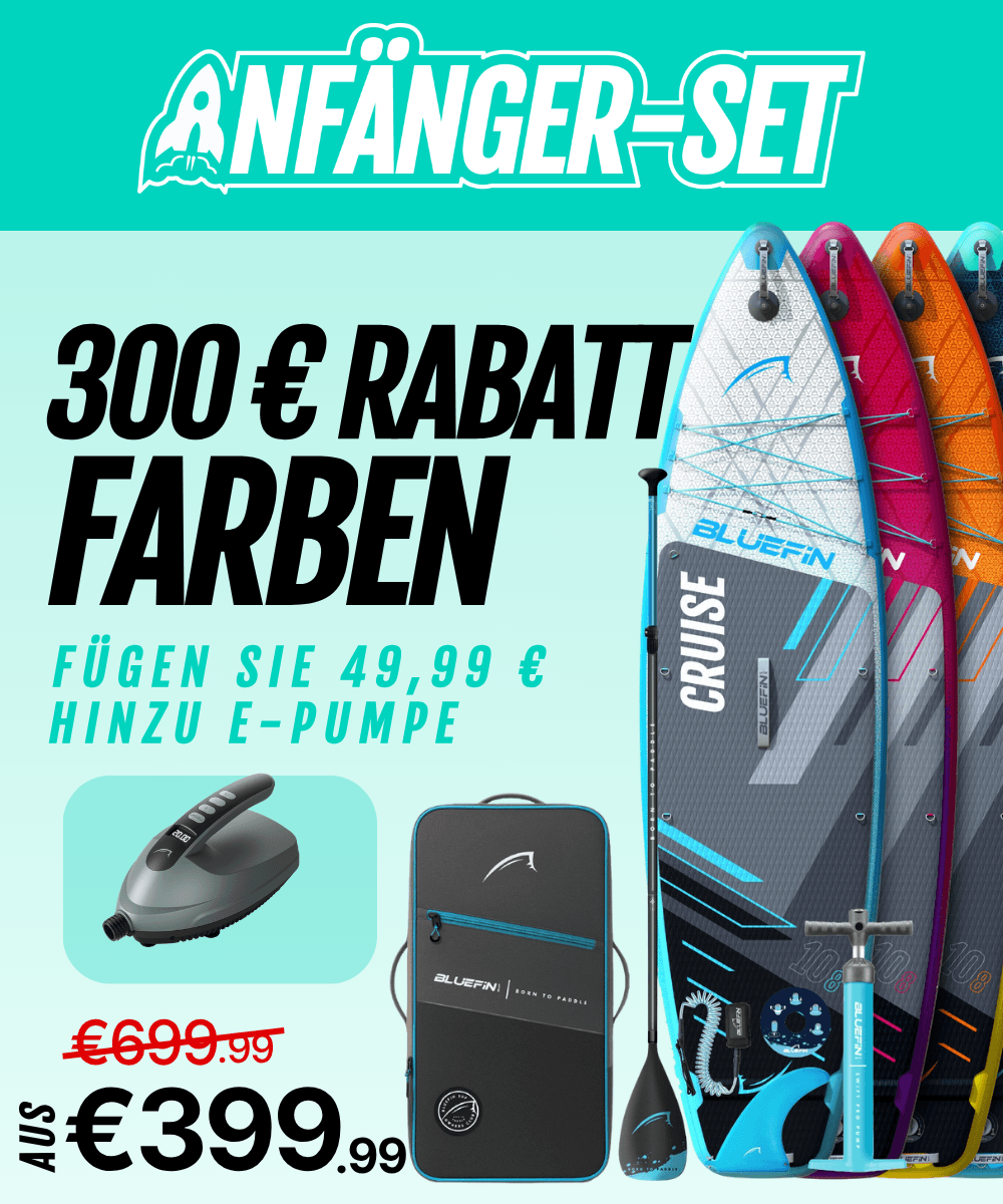 Inflatable paddleboard set with three boards, electric pump, and carrying bag, featuring colorful designs