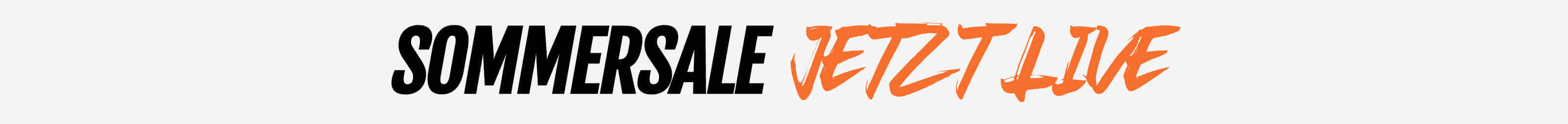 Text graphic displaying "SOMMERSALE JETZT LIVE" in bold black and orange letters