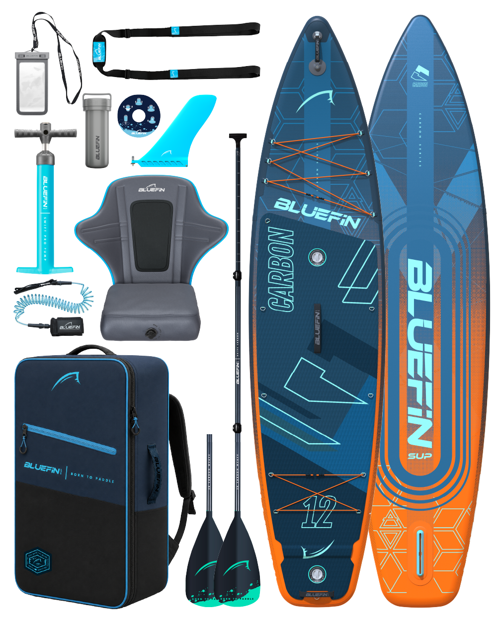Orange Carbon 12' Premium aufblasbares SUP-Paddelboard