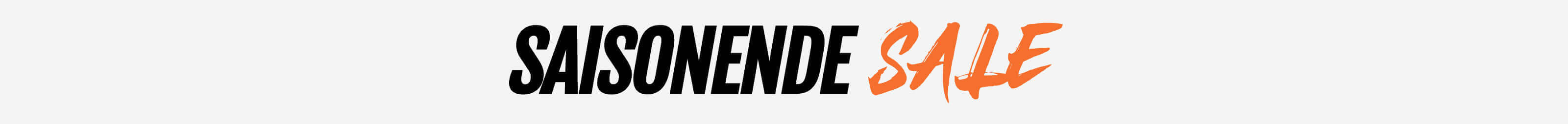 Banner reading “SAISONENDE SALE” in black and orange text on a light background
